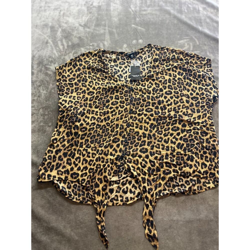 TORRID Shirt‎ Women 00 Cheetah Leopard Animal Print Tie Bottom Boho